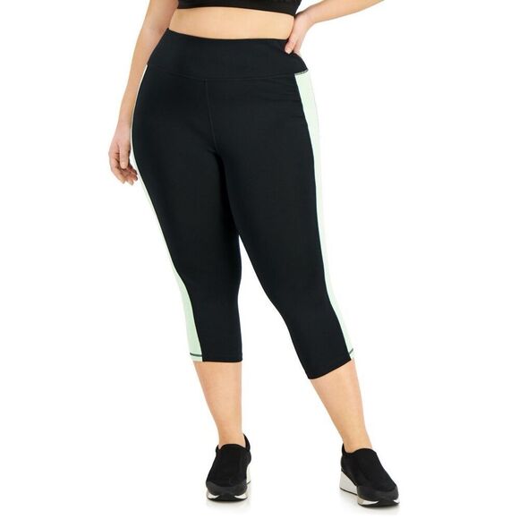 ID Ideology Women S Colorblocked Capri Leggings Green Size 2X - Picture 1 of 2